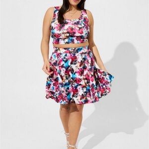 Floral Print Women's Skirt Set